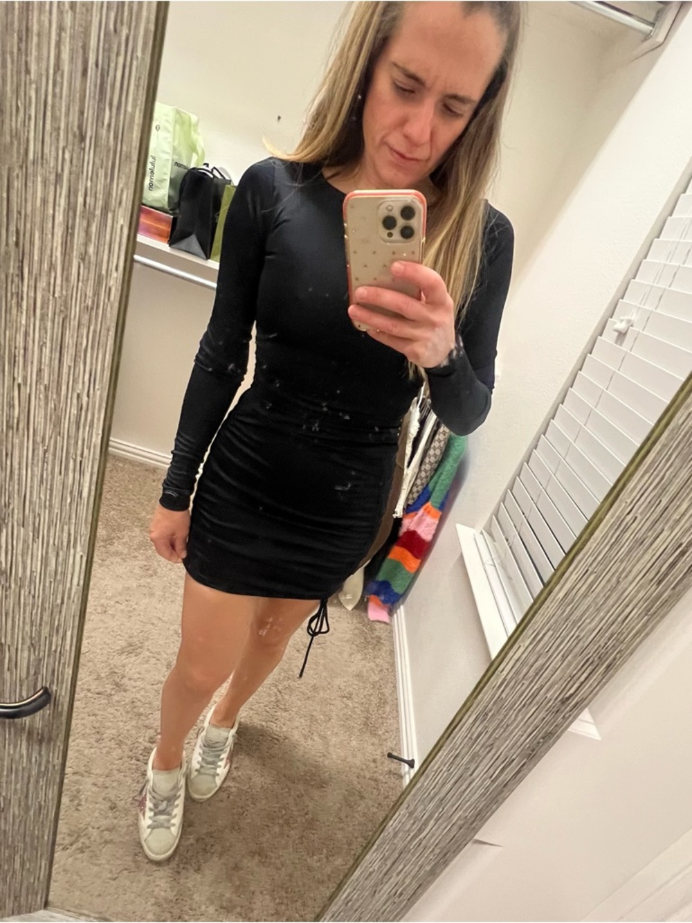 FARM Rio Black Long-Sleeve Ruched Mini Dress - Picture 10 of 10